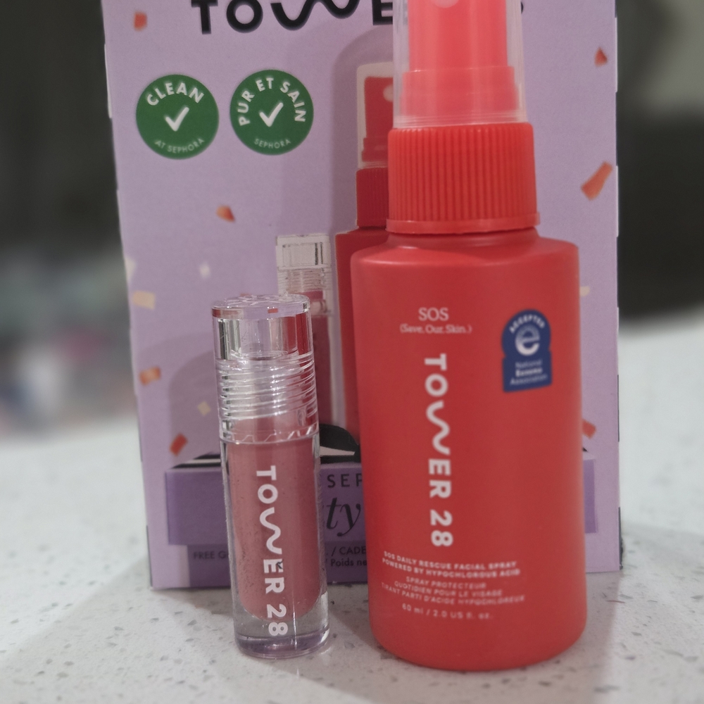 Tower 28 SOS Daily Rescue Facial Spray And Lip Color Set - Picture 2 of 2
